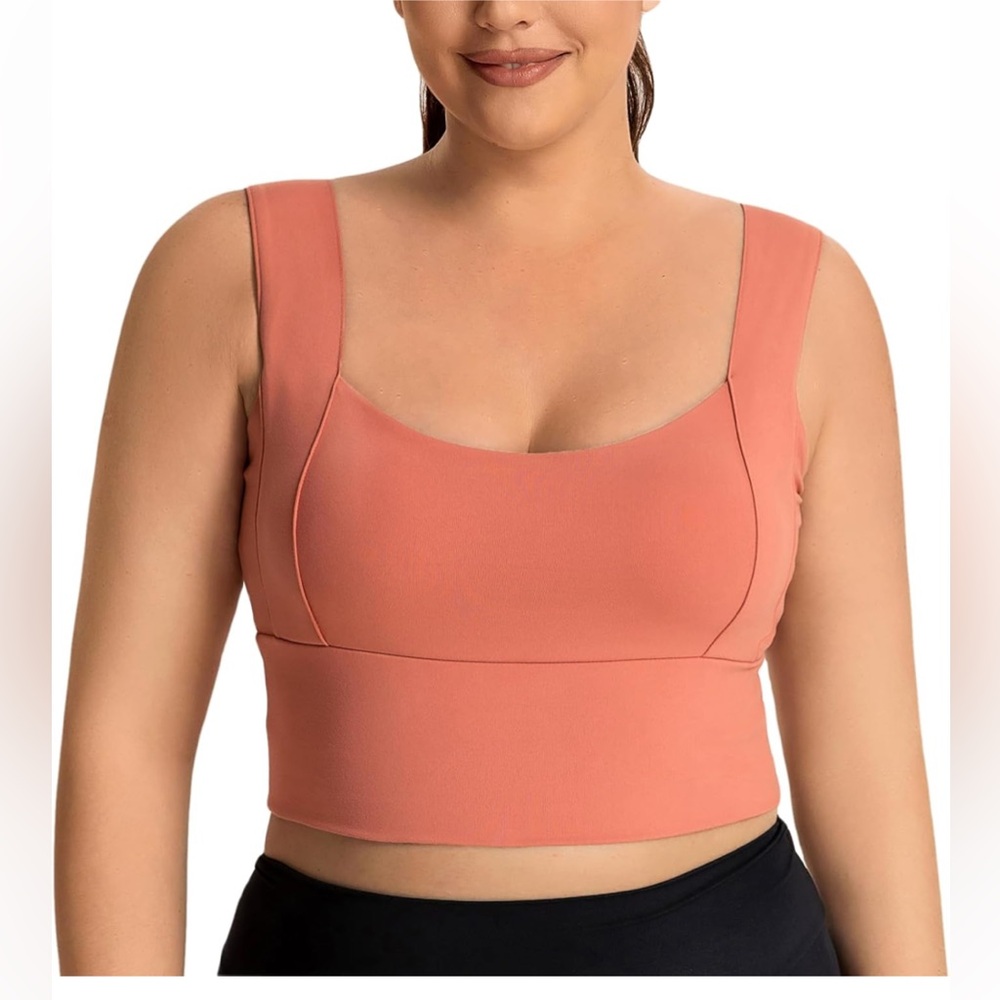 Wide Straps Sports Bra for Women High Support w/removable cups..medium.pink(NWT)